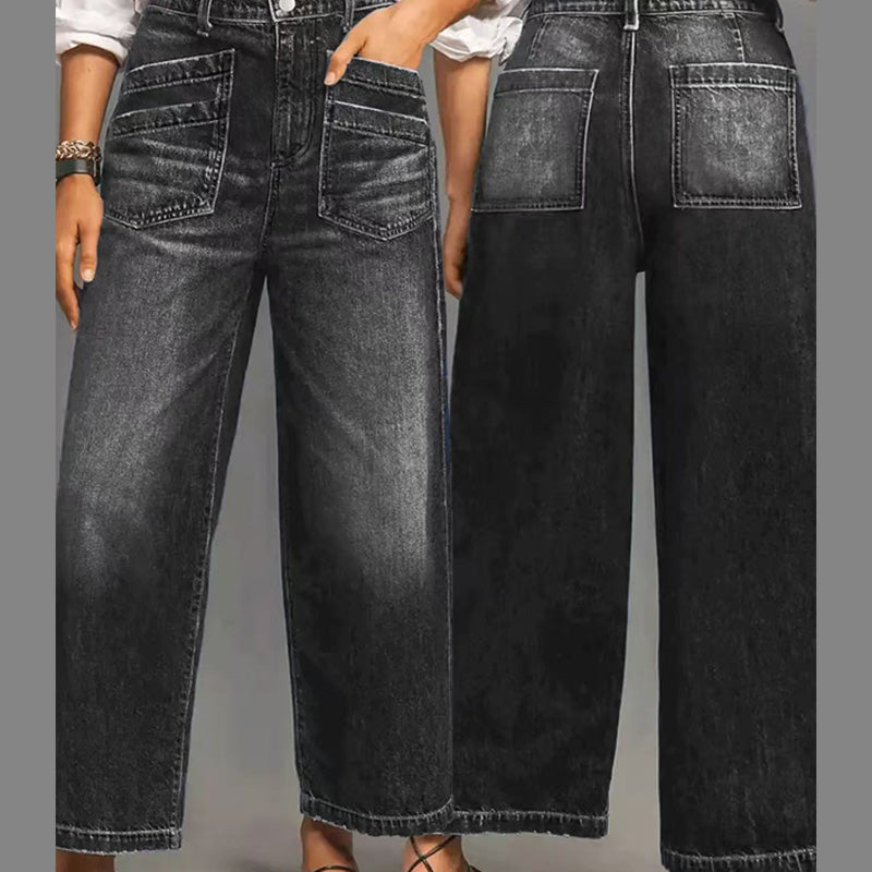 📢📢50% DE DESCONTO !!!⏰Calças jeans largas casuais de cintura alta para mulher