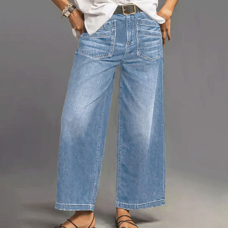 📢📢50% DE DESCONTO !!!⏰Calças jeans largas casuais de cintura alta para mulher