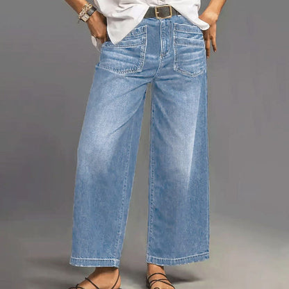 📢📢50% DE DESCONTO !!!⏰Calças jeans largas casuais de cintura alta para mulher