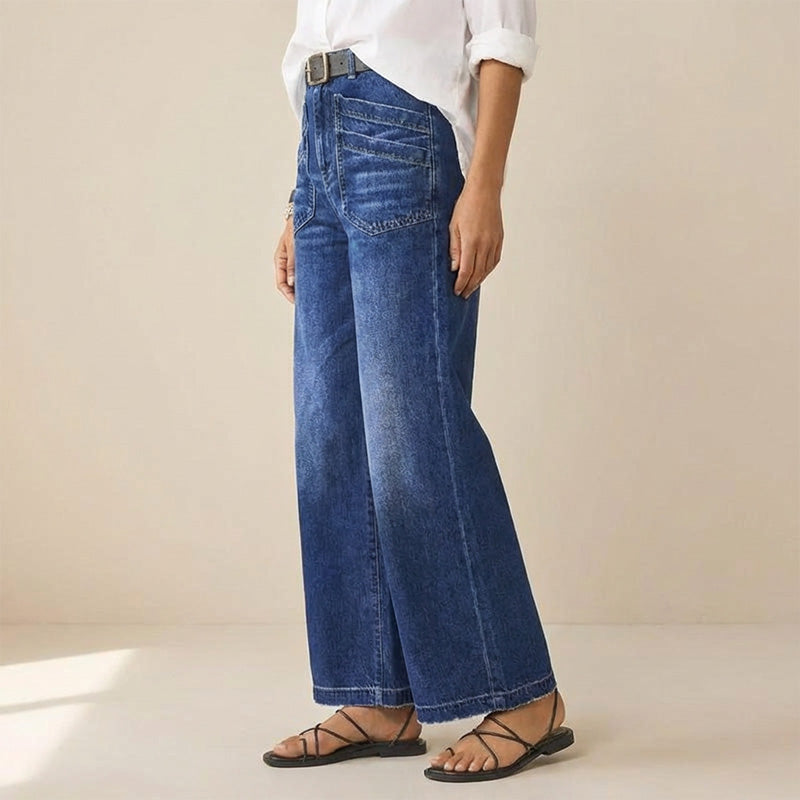📢📢50% DE DESCONTO !!!⏰Calças jeans largas casuais de cintura alta para mulher