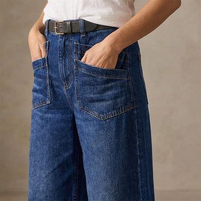 📢📢50% DE DESCONTO !!!⏰Calças jeans largas casuais de cintura alta para mulher