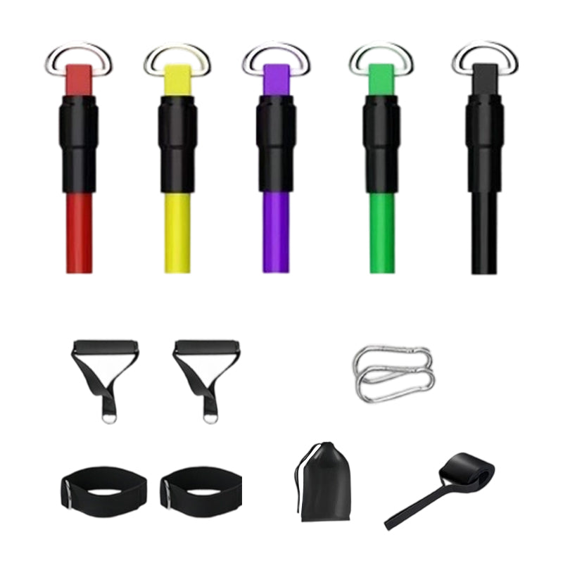 Conjunto de 13 faixas elásticas de resistência com pega para ginásio em casa