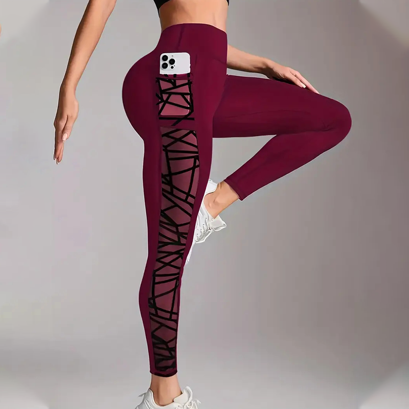 🧘💕 Calças de ioga femininas de malha com cintura alta – modeladoras da barriga, bolso lateral e efeito lifting no rabo 🍑