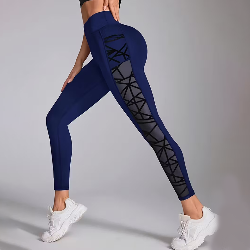 🧘💕 Calças de ioga femininas de malha com cintura alta – modeladoras da barriga, bolso lateral e efeito lifting no rabo 🍑