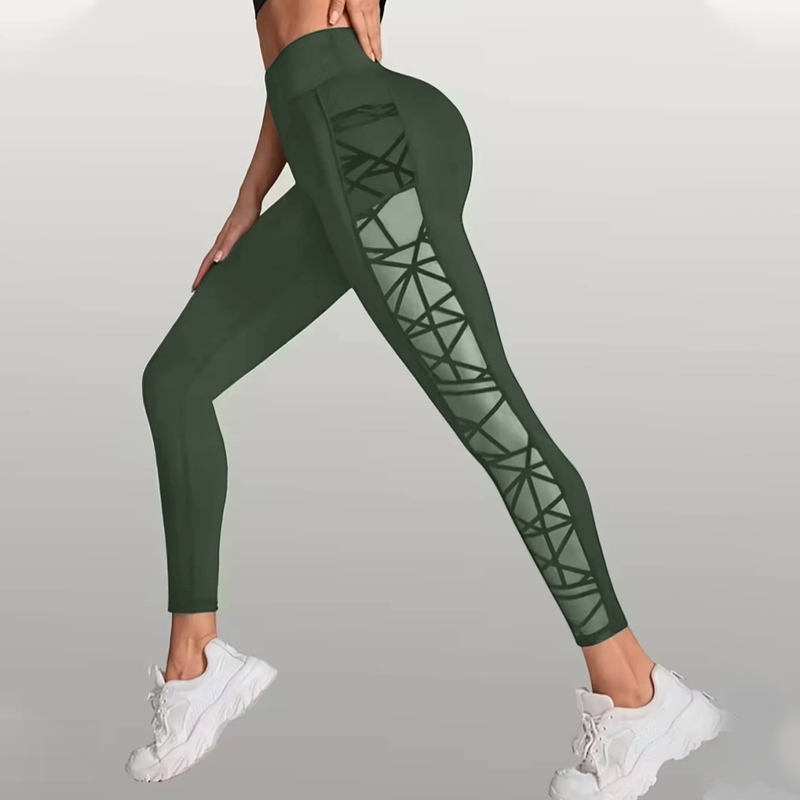 🧘💕 Calças de ioga femininas de malha com cintura alta – modeladoras da barriga, bolso lateral e efeito lifting no rabo 🍑
