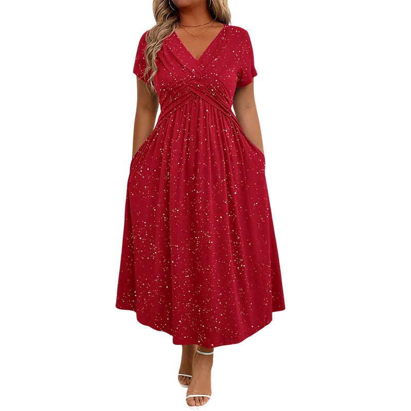 ✨👗Vestido elegante de decote em V com detalhe torcido na frente para mulher💗Deixa o teu encanto brilhar