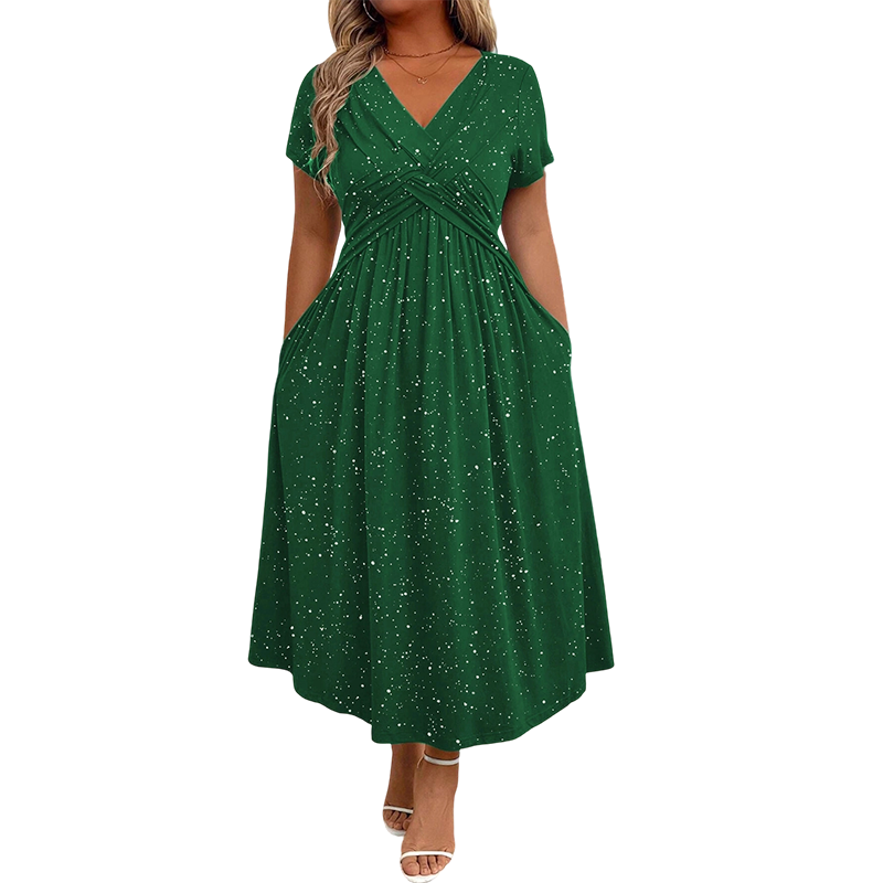 ✨👗Vestido elegante de decote em V com detalhe torcido na frente para mulher💗Deixa o teu encanto brilhar