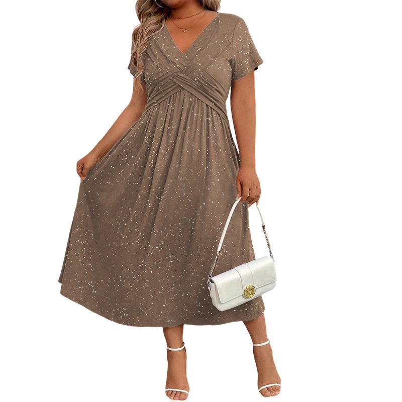 ✨👗Vestido elegante de decote em V com detalhe torcido na frente para mulher💗Deixa o teu encanto brilhar