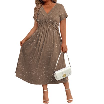 ✨👗Vestido elegante de decote em V com detalhe torcido na frente para mulher💗Deixa o teu encanto brilhar