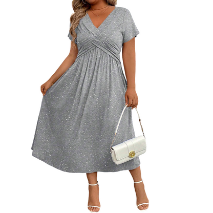 ✨👗Vestido elegante de decote em V com detalhe torcido na frente para mulher💗Deixa o teu encanto brilhar