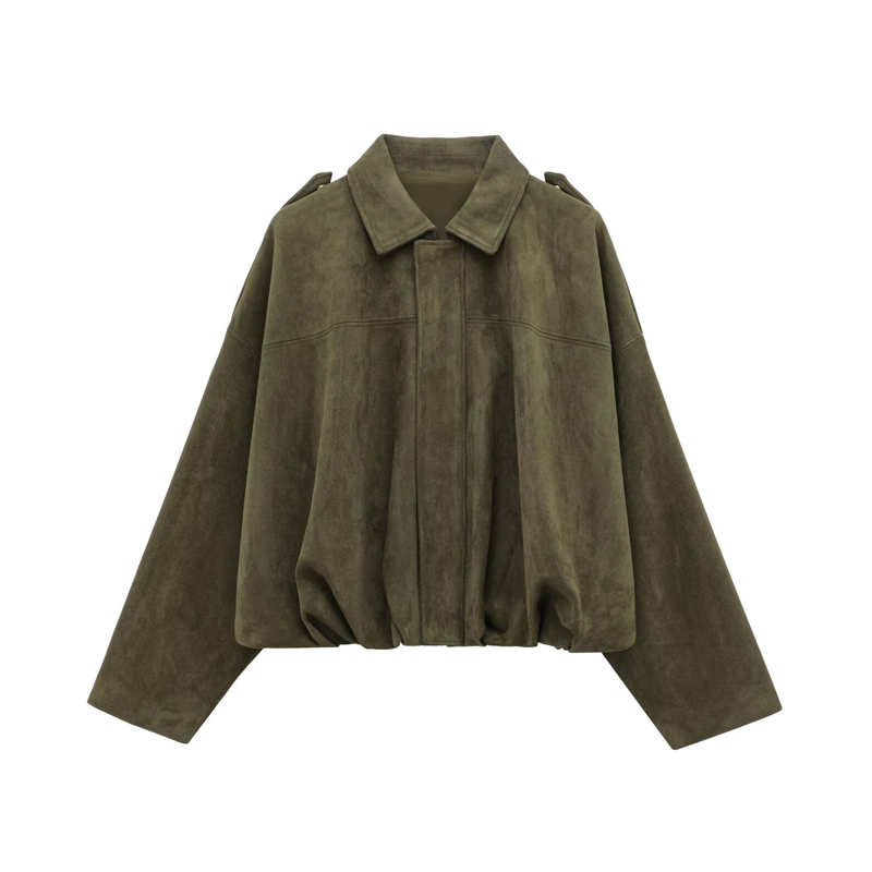 🧥 ✨ Casaco bomber curto para mulher com efeito camurça – Tecido macio, silhueta moderna e estilo versátil 👜
