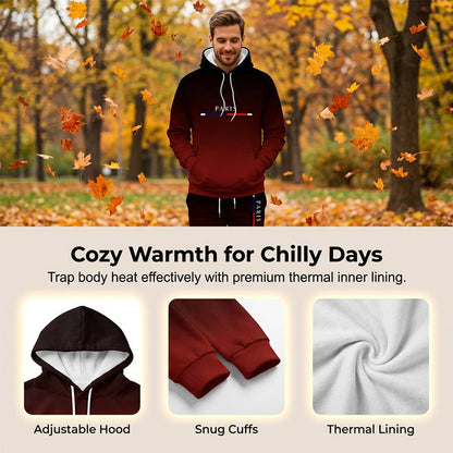 Conjunto de fato de treino masculino com efeito degradê - Camisola com capuz e calças de treino