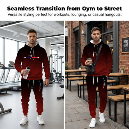 Conjunto de fato de treino masculino com efeito degradê - Camisola com capuz e calças de treino