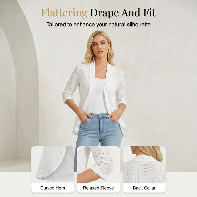 🌸 DESCONTO DE 50% POR TEMPO LIMITADO! ✨ Casaco de malha feminino de verão, leve e com ilhós – Uma peça de roupa leve, arejada e elegante para usar por cima 🌊