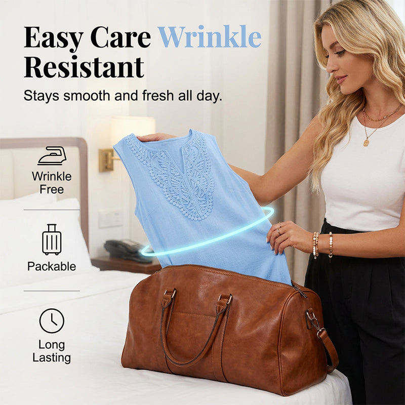 👗 LIMITED-TIME 50% OFF! 💥 Breathable Summer Casual Dress – Soft Blend, Embroidered V-Neck, Wrinkle Resistant ✨