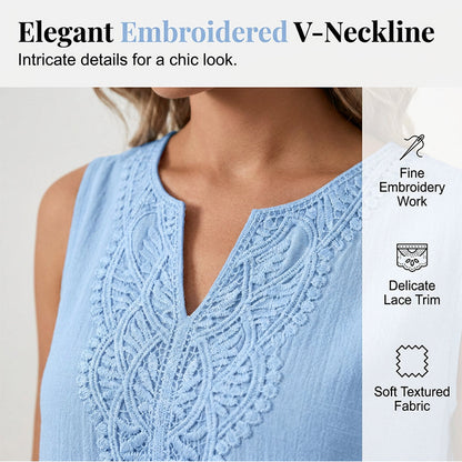 👗 LIMITED-TIME 50% OFF! 💥 Breathable Summer Casual Dress – Soft Blend, Embroidered V-Neck, Wrinkle Resistant ✨
