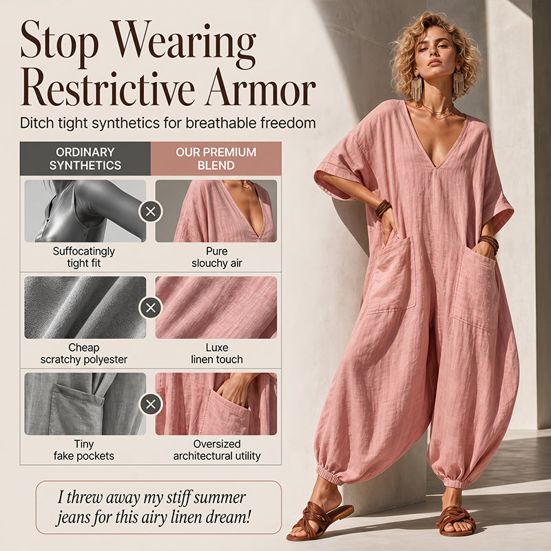 Women's Summer Loose V-Neck Jumpsuit
