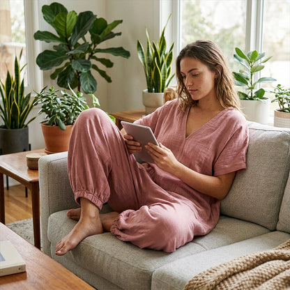 Women's Summer Loose V-Neck Jumpsuit