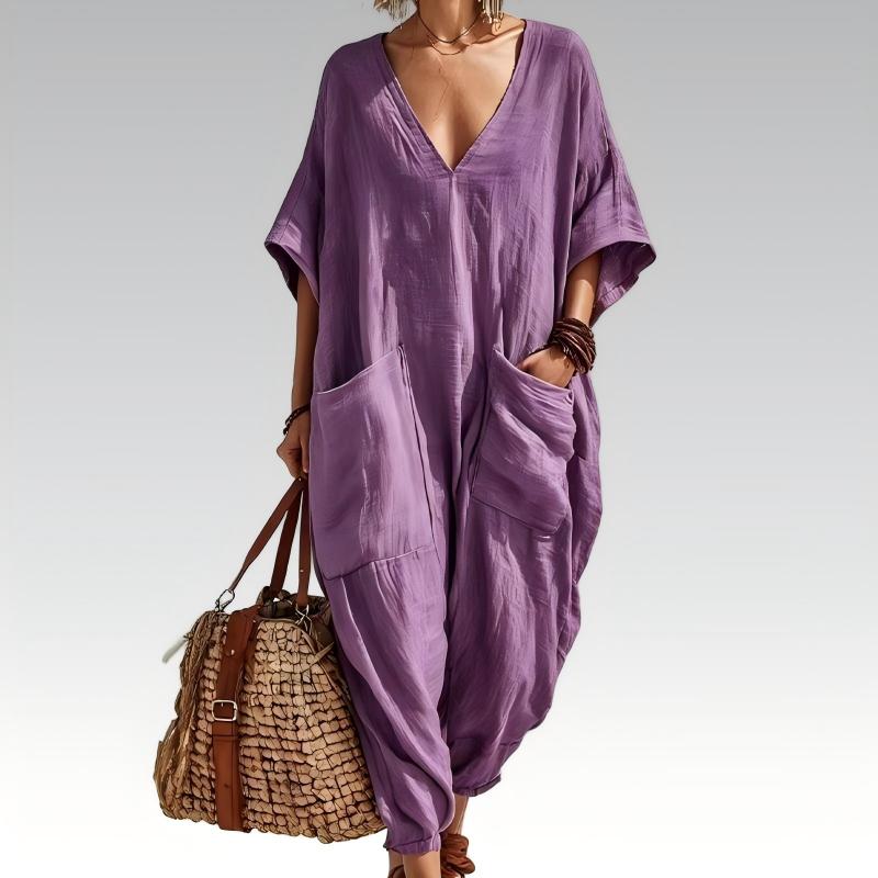 Women's Summer Loose V-Neck Jumpsuit
