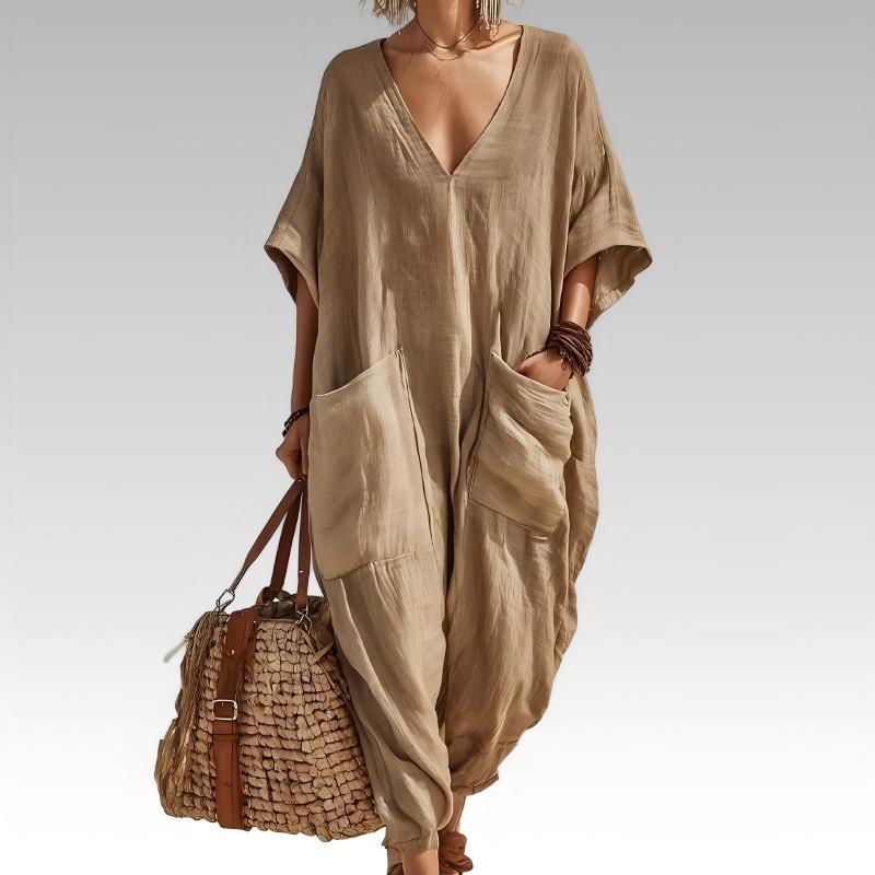 Women's Summer Loose V-Neck Jumpsuit