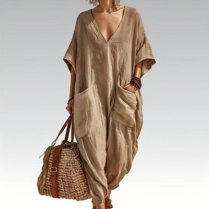 Women's Summer Loose V-Neck Jumpsuit