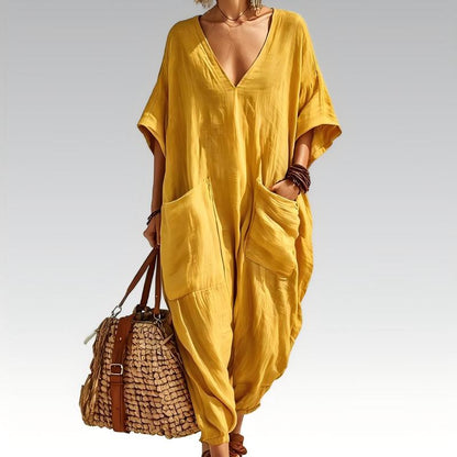 Women's Summer Loose V-Neck Jumpsuit
