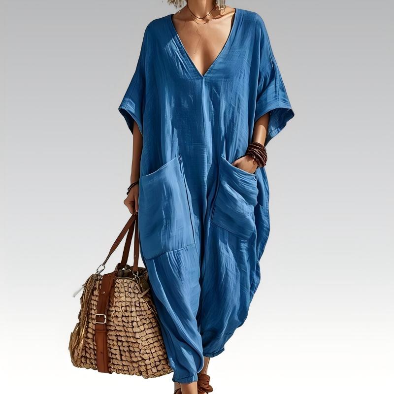 Women's Summer Loose V-Neck Jumpsuit