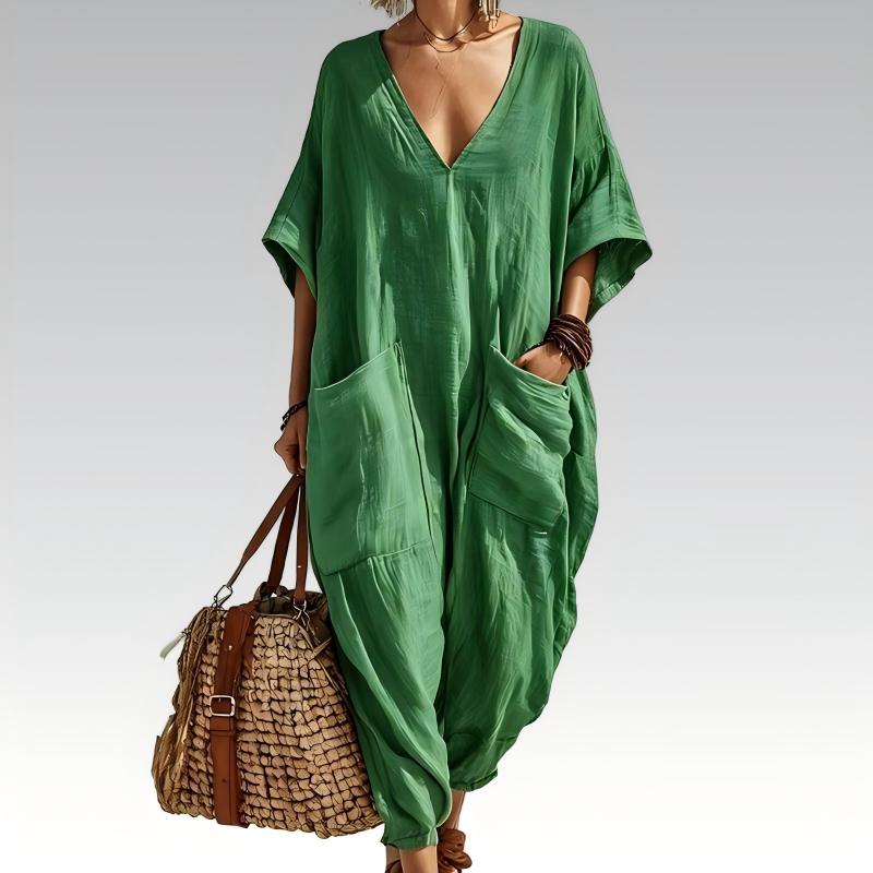 Women's Summer Loose V-Neck Jumpsuit