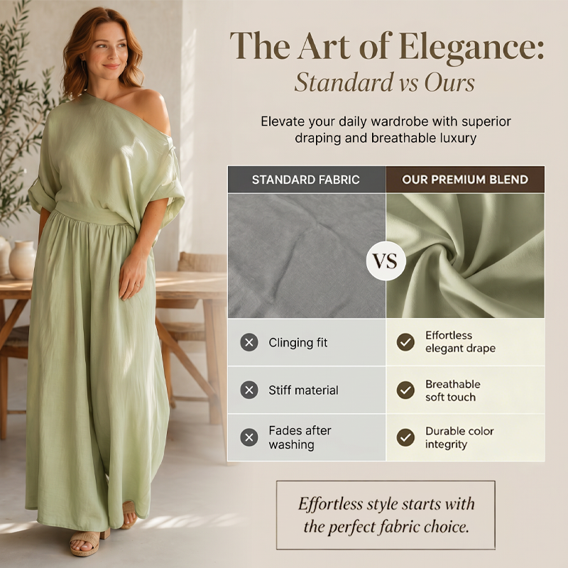 🔥New Arrivals & Special Offers-Women's Off-Shoulder Top and Wide-Leg Pants Set