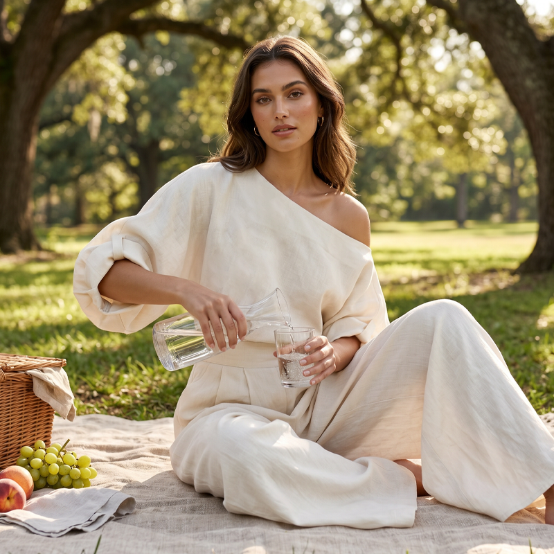 🔥New Arrivals & Special Offers-Women's Off-Shoulder Top and Wide-Leg Pants Set