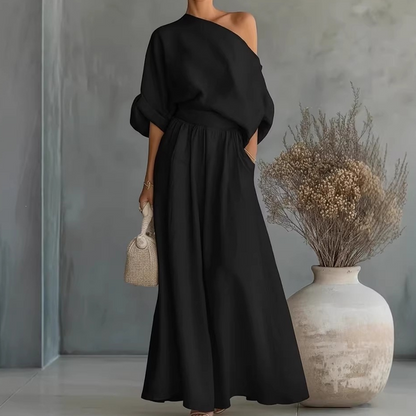🔥New Arrivals & Special Offers-Women's Off-Shoulder Top and Wide-Leg Pants Set