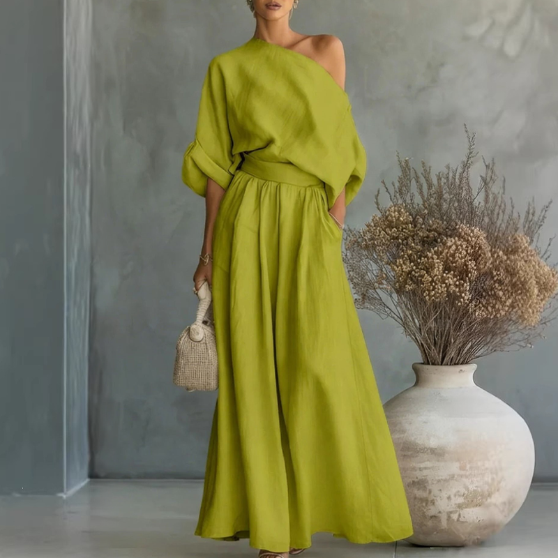 🔥New Arrivals & Special Offers-Women's Off-Shoulder Top and Wide-Leg Pants Set