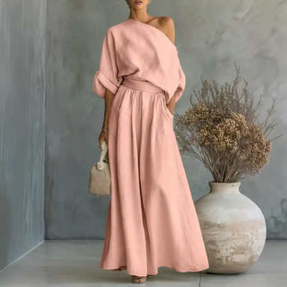 🔥New Arrivals & Special Offers-Women's Off-Shoulder Top and Wide-Leg Pants Set
