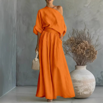 🔥New Arrivals & Special Offers-Women's Off-Shoulder Top and Wide-Leg Pants Set
