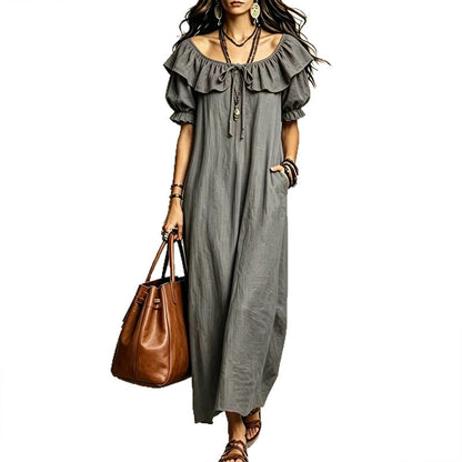 ⌛Limited-Time Offer-Women's Bohemian Ruffle Neck Maxi Dress
