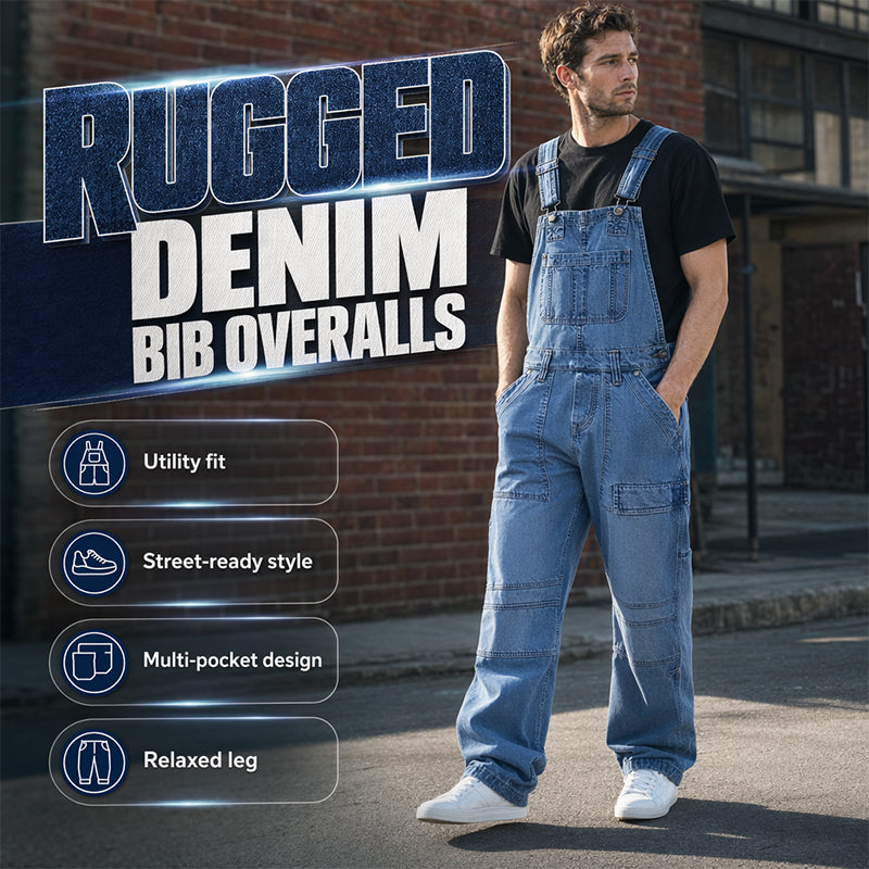✨👖 Macacão Jeans Masculino Casual – Conforto, Bolsos Práticos e Estilo Vintage Durável