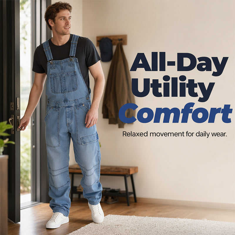 ✨👖 Macacão Jeans Masculino Casual – Conforto, Bolsos Práticos e Estilo Vintage Durável