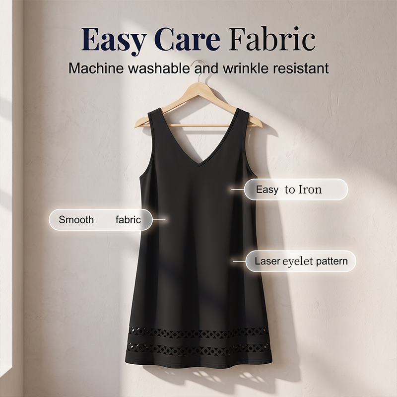 ✨👗Vestido sem mangas com bainha com ilhós – Modelo versátil com decote em V