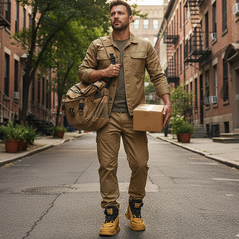 Sapatos de trabalho masculinos com fivela giratória para uso externo 🔄👞 – Impermeáveis 💦, antiderrapantes 🚶‍♂️, confortáveis e respiráveis 🌬️