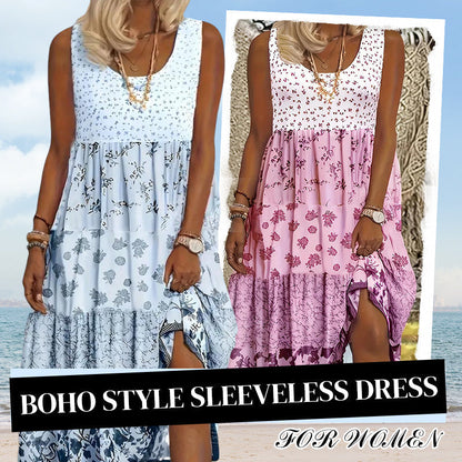 ✨👗 Vestido boho sem mangas com corte descontraído