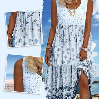 ✨👗 Vestido boho sem mangas com corte descontraído