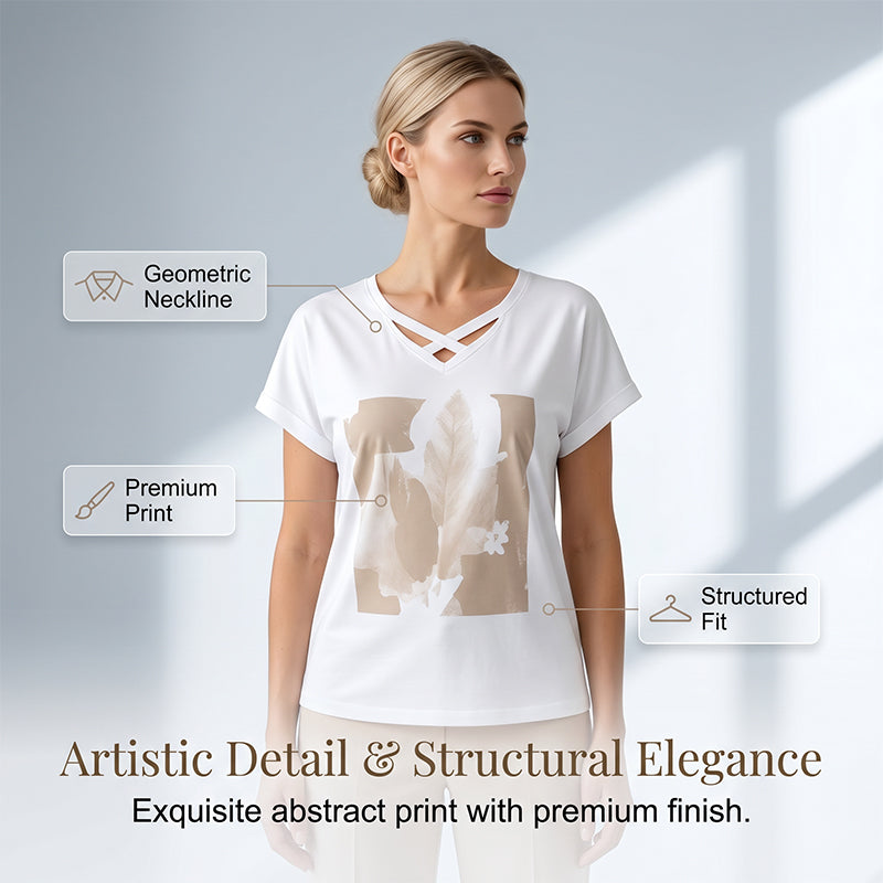 ✨👗Conjunto casual de duas peças para mulher: t-shirt com decote em V e calças curtas