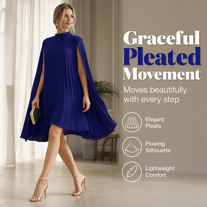 Tendência do momento⭐💃 Vestido plissado elegante com silhueta em forma de capa