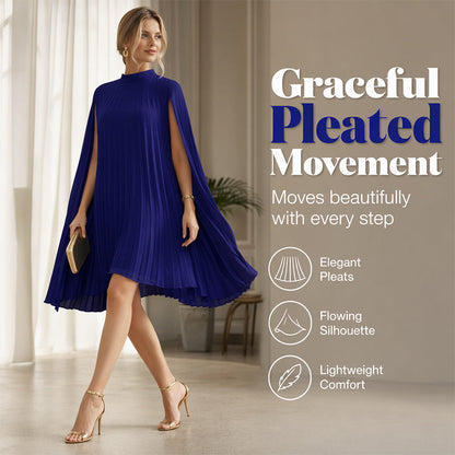 Tendência do momento⭐💃 Vestido plissado elegante com silhueta em forma de capa