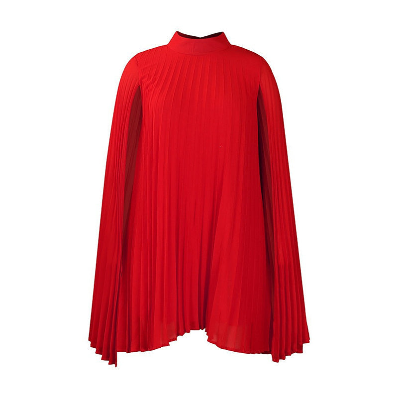 Tendência do momento⭐💃 Vestido plissado elegante com silhueta em forma de capa