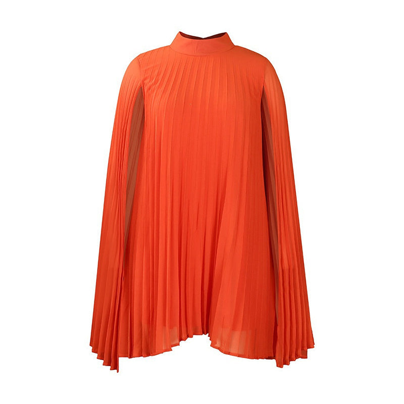 Tendência do momento⭐💃 Vestido plissado elegante com silhueta em forma de capa