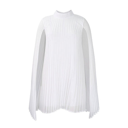 Tendência do momento⭐💃 Vestido plissado elegante com silhueta em forma de capa
