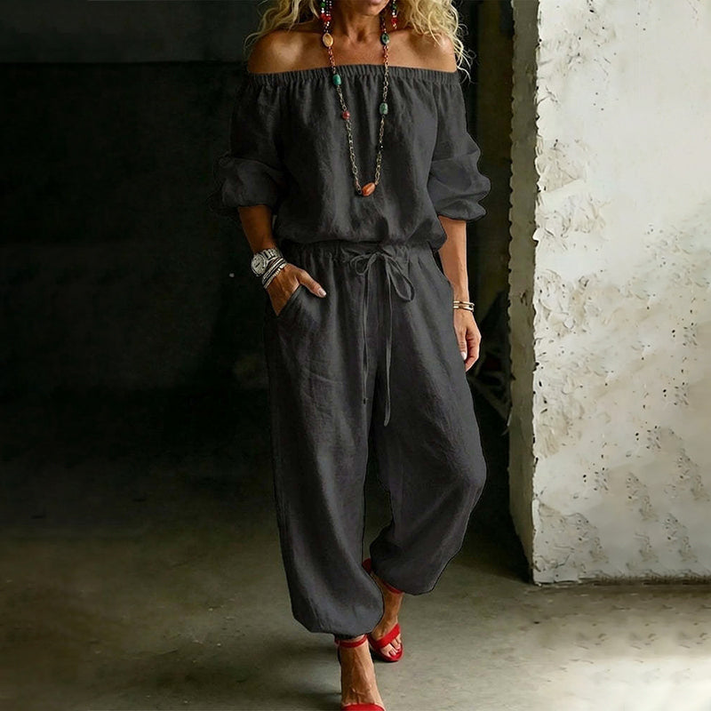 ✨👗Macacão Ombros à Mostra Elegante e Confortável