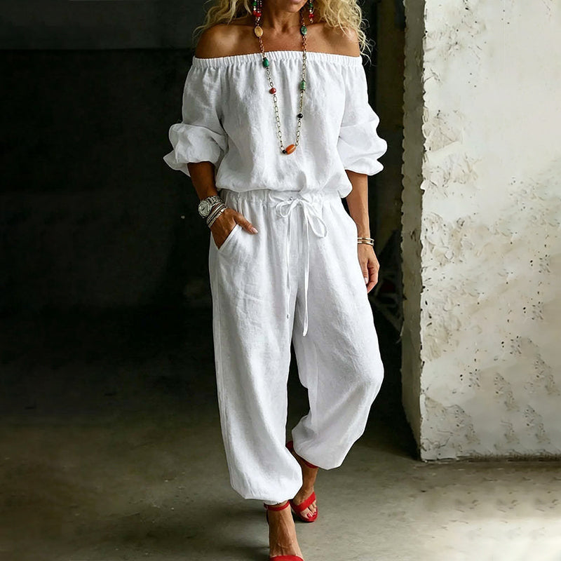 ✨👗Macacão Ombros à Mostra Elegante e Confortável