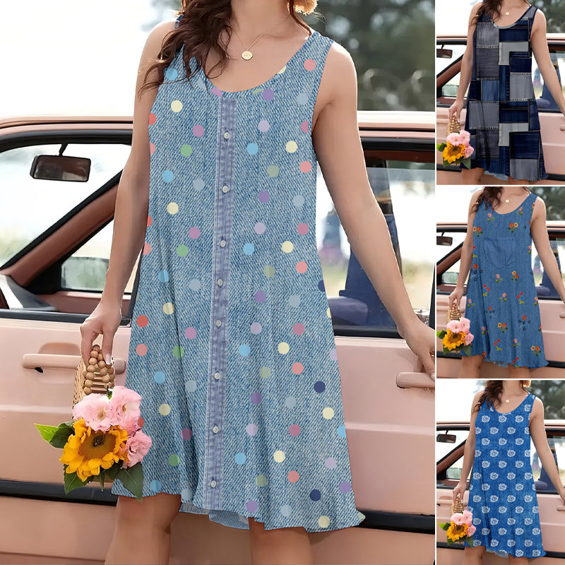 Vintage Denim Sleeveless Dress
